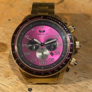 Men's vestal zr3 purple face gold band